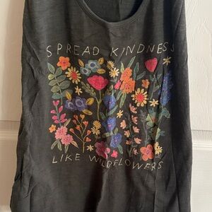 NATURAL LIFE Black Tank Top with Colorful Floral Design